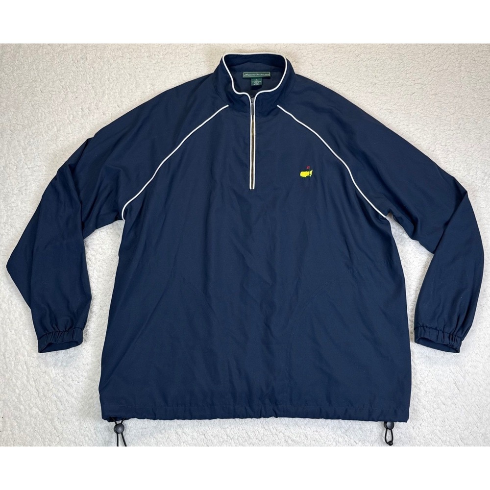 Masters Collection Mens Large Navy Blue 1/4 Zip Golf Windbreaker Pullover Jacket
